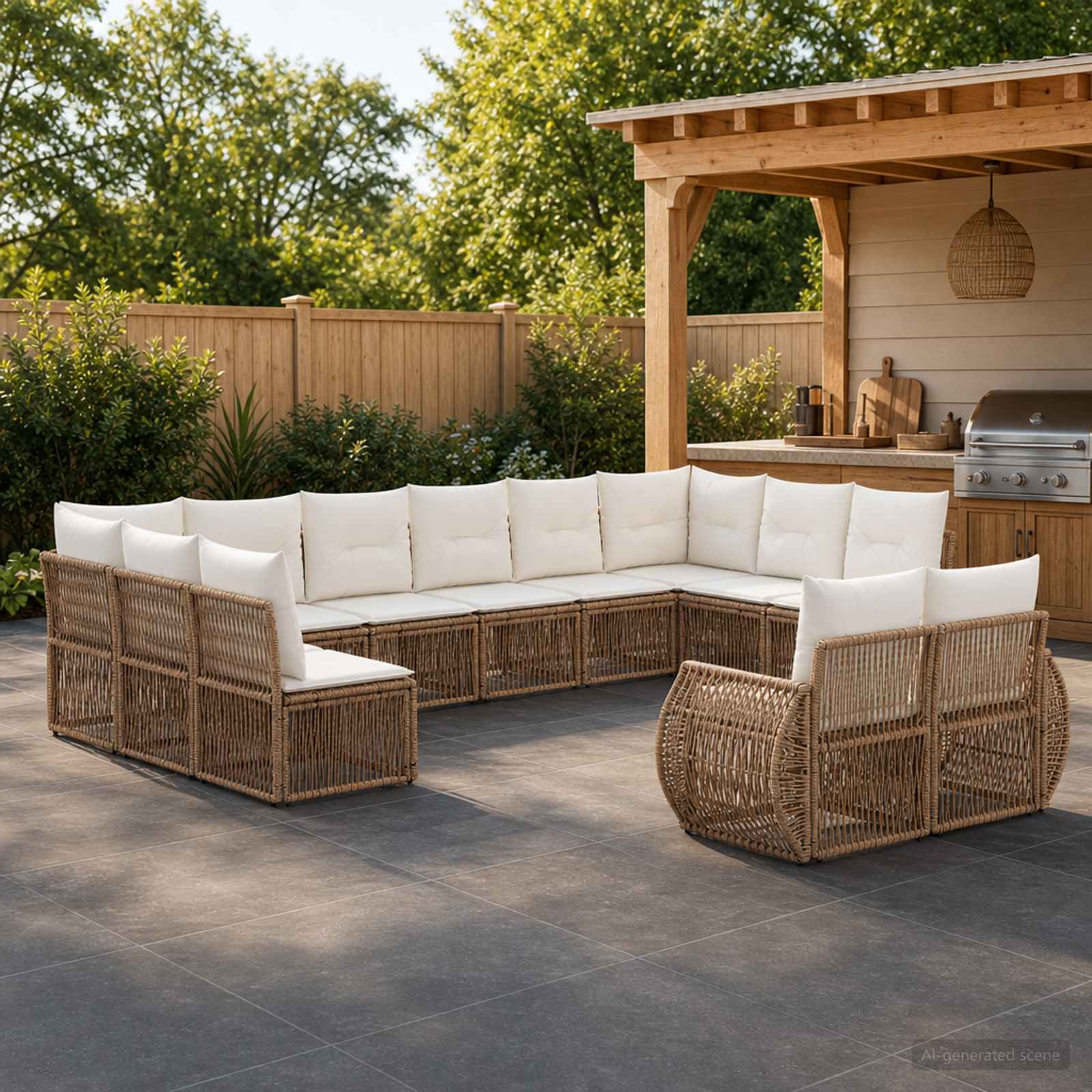 Tuinbankenset 12 pcs Beige en Crème Wit poly rattan – afbeelding 1
