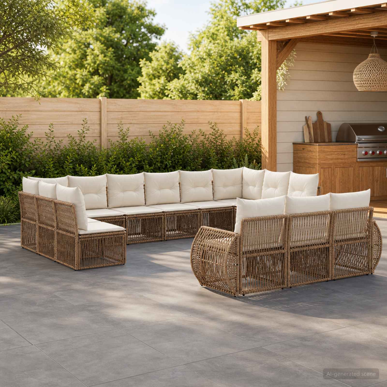 Tuinbankenset 13 pcs Beige en Crème Wit poly rattan – afbeelding 1