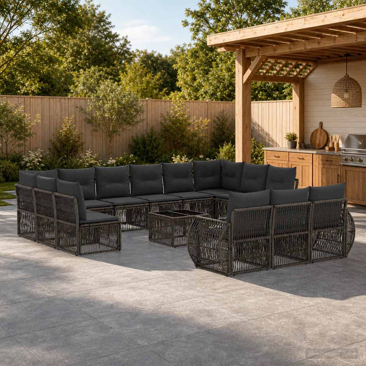 Havesofa Sæt 14 stk. polyrattan