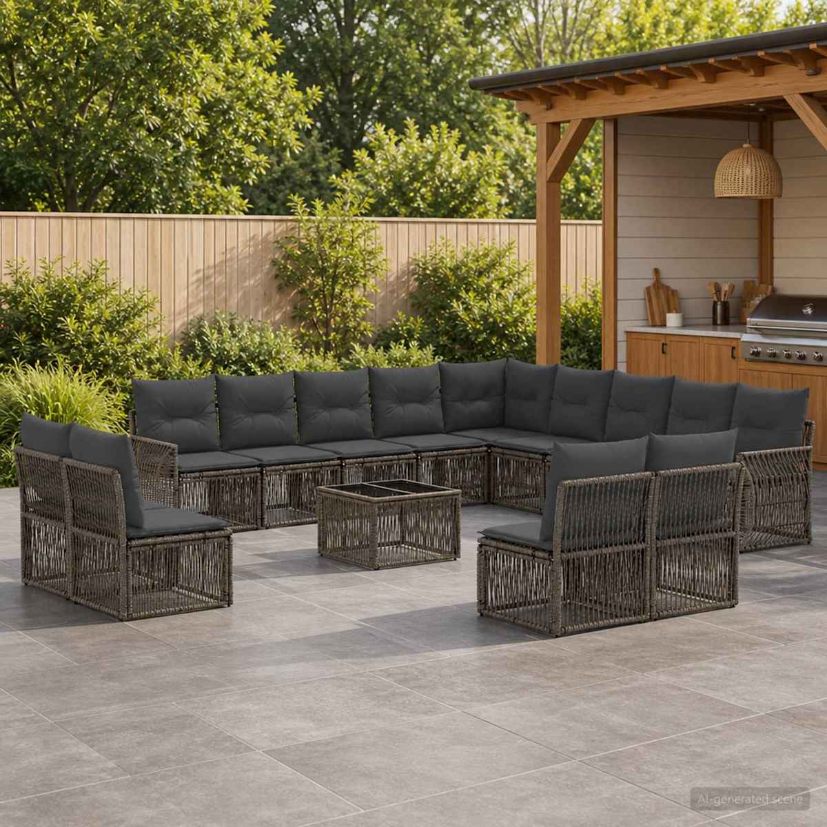 Havesofa Sæt 14 stk. polyrattan