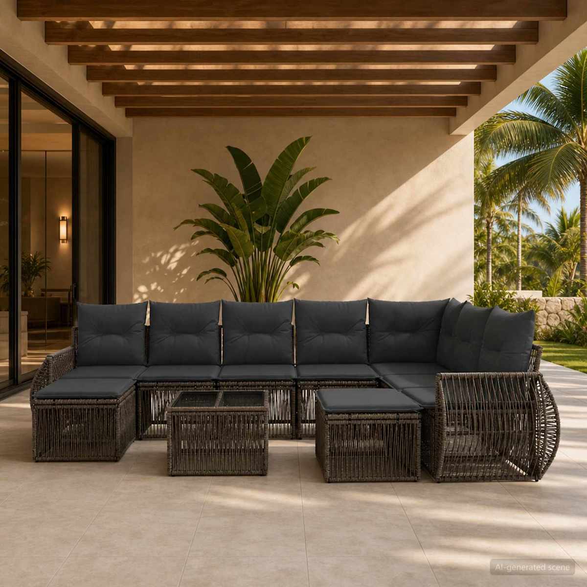 Havesofa Sæt 10 stk. polyrattan