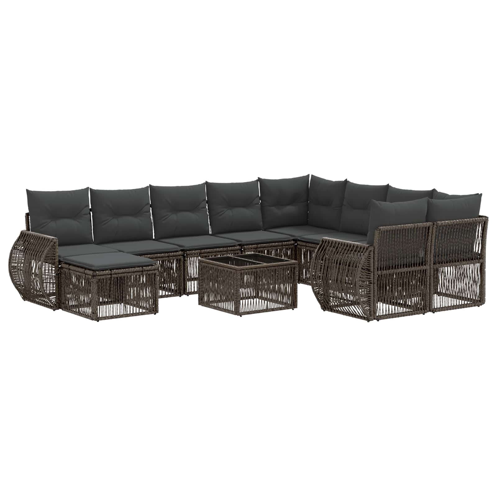 Tuinbankenset 11 st Grijs poly rattan - Afbeelding 2