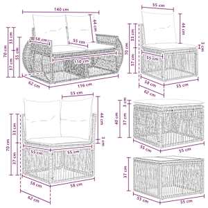 Sada zahradních pohovek 12 pcs Šedá polyratan - obrázek 9