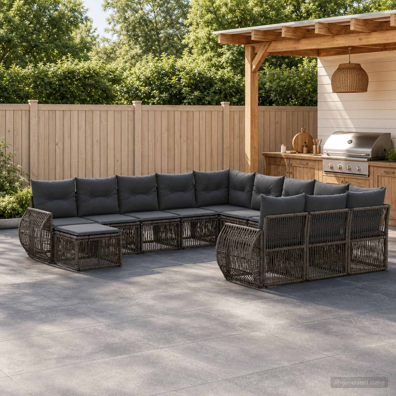 Tuinbankenset 12 pcs Grijs poly rattan – afbeelding 1