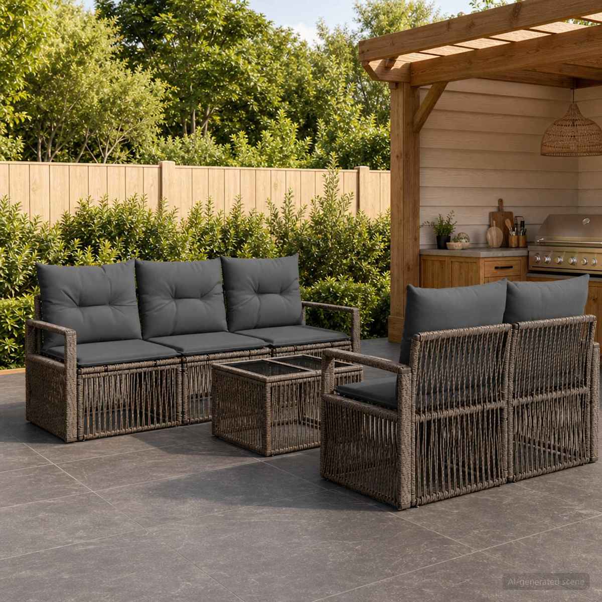 Havesofa Sæt 6 stk. polyrattan