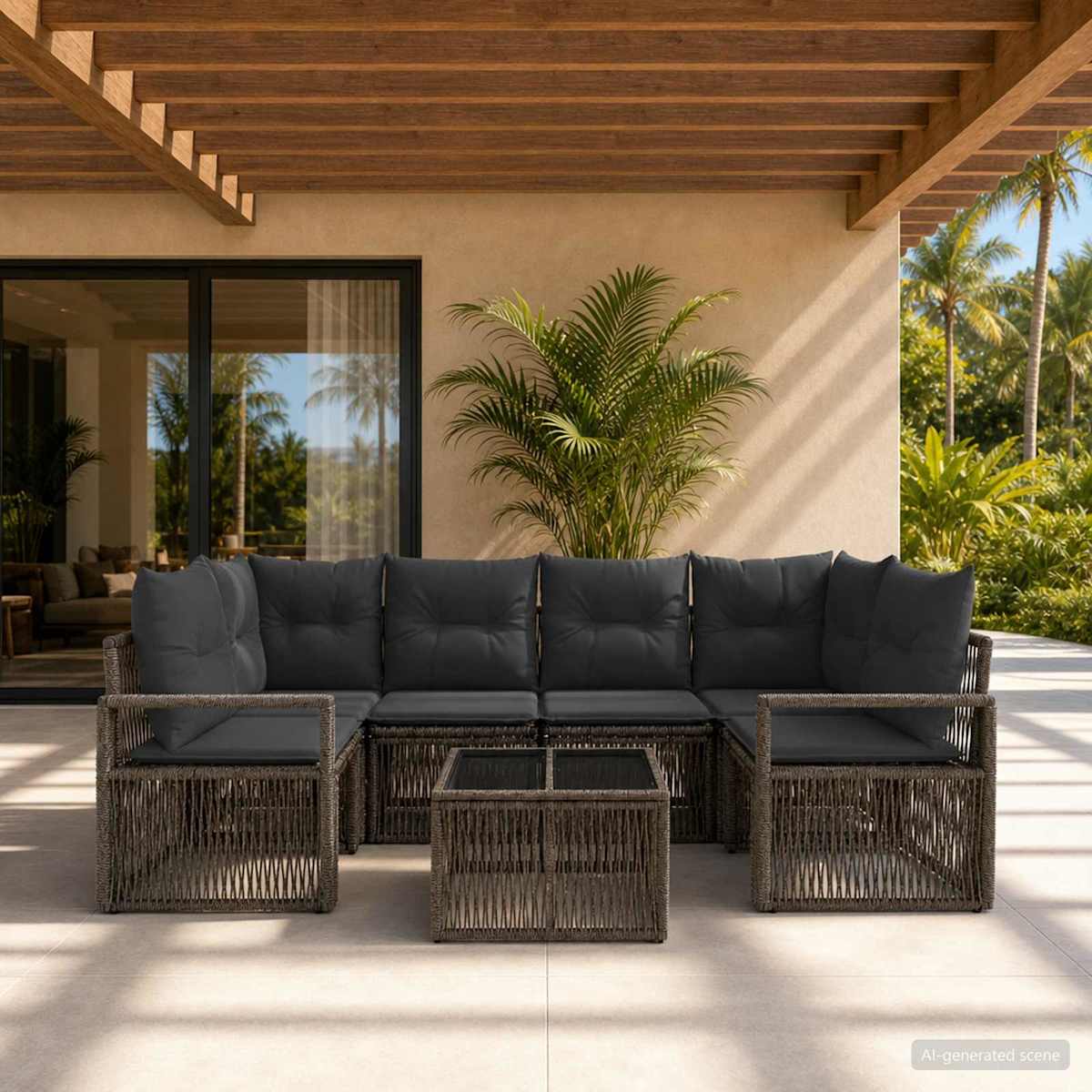 Havesofa Sæt 7 stk. polyrattan