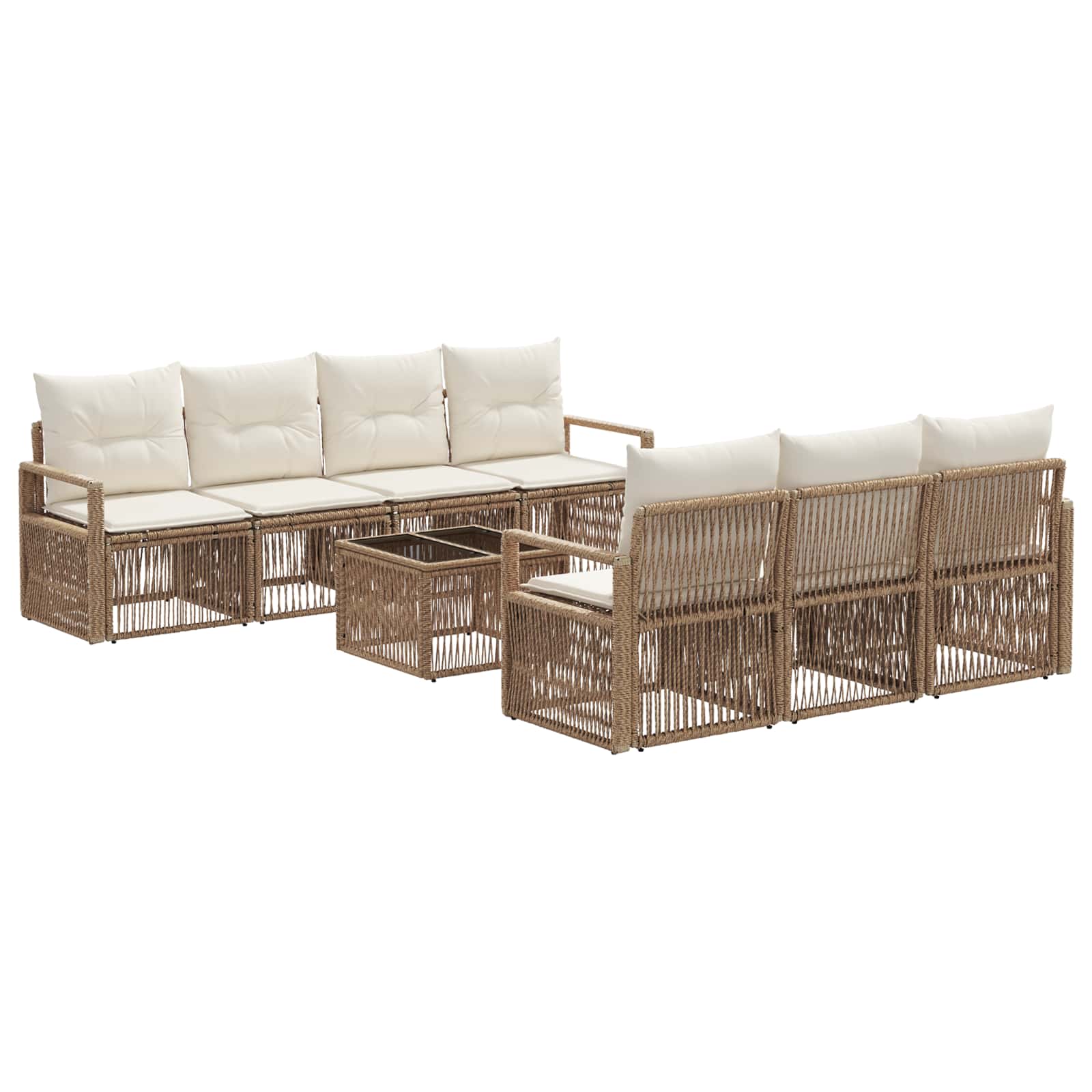 Tuinbankenset 8 st Beige poly rattan - Afbeelding 2