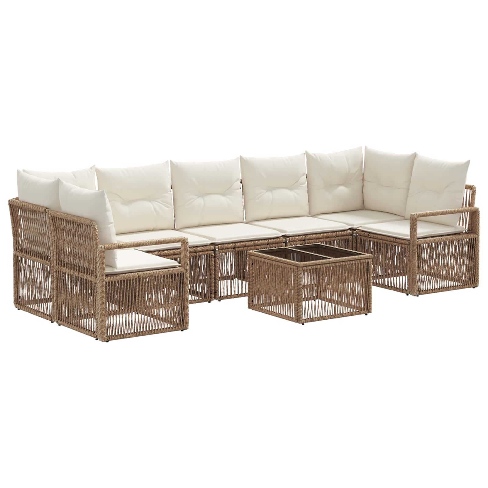 Tuinbankenset 8 st Beige poly rattan - Afbeelding 2