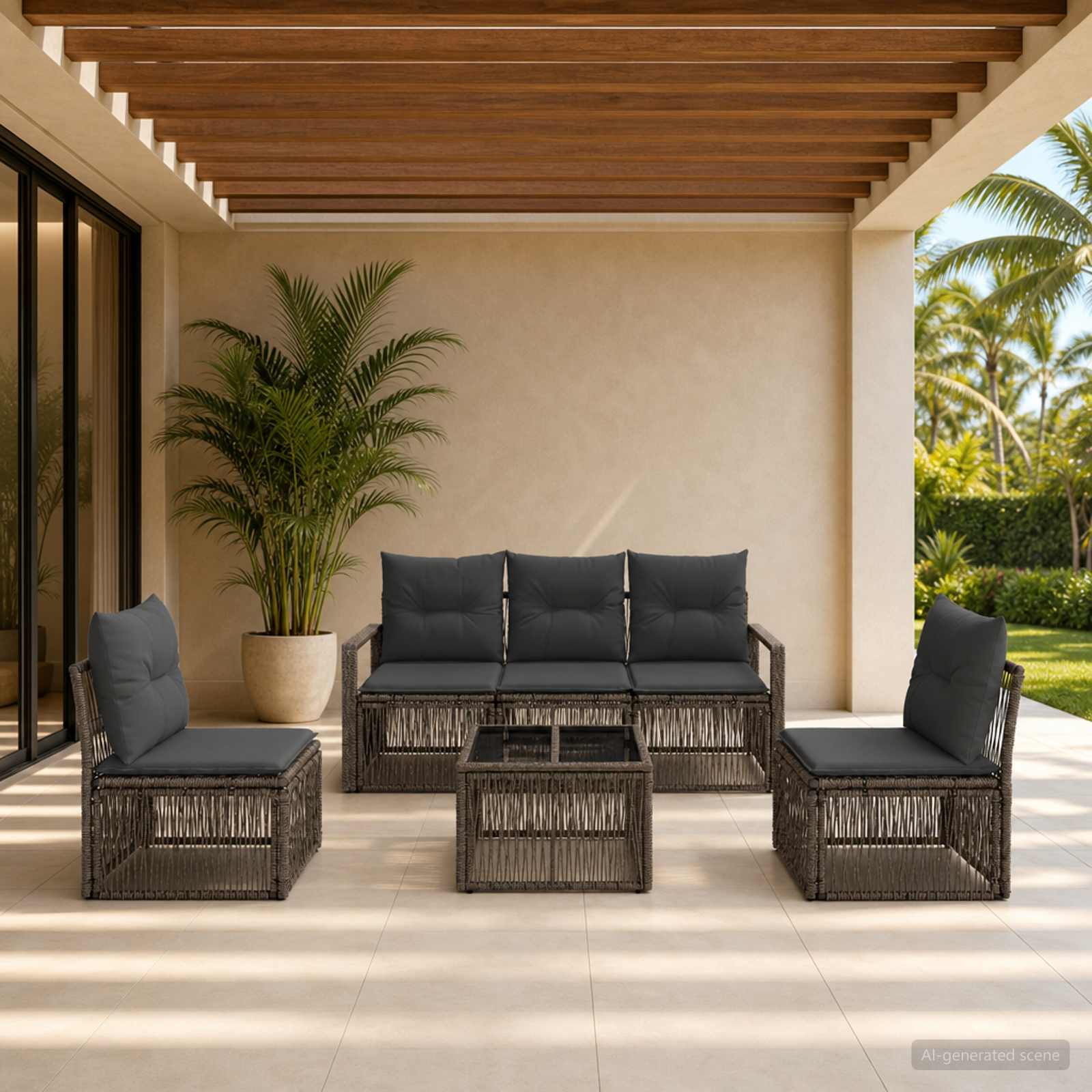 Set Divano da Giardino 6 pcs Grigio polyrattan - immagine prodotto