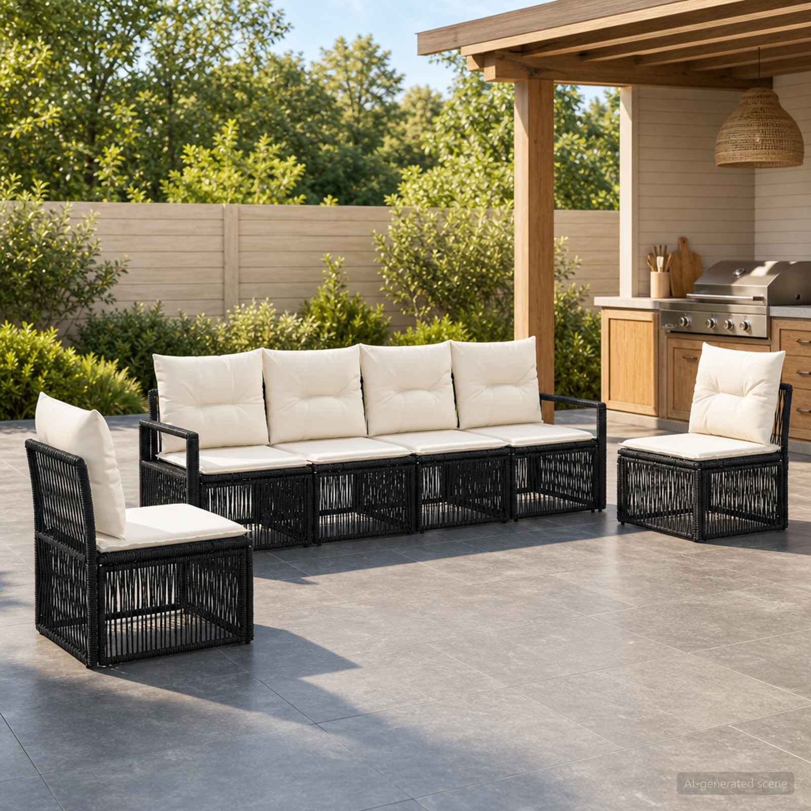 Set Divano da Giardino 6 pcs Nero polyrattan - immagine prodotto