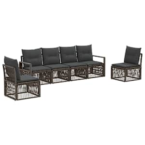 Vrtna sedežna garnitura 6 pcs Siva poli ratan