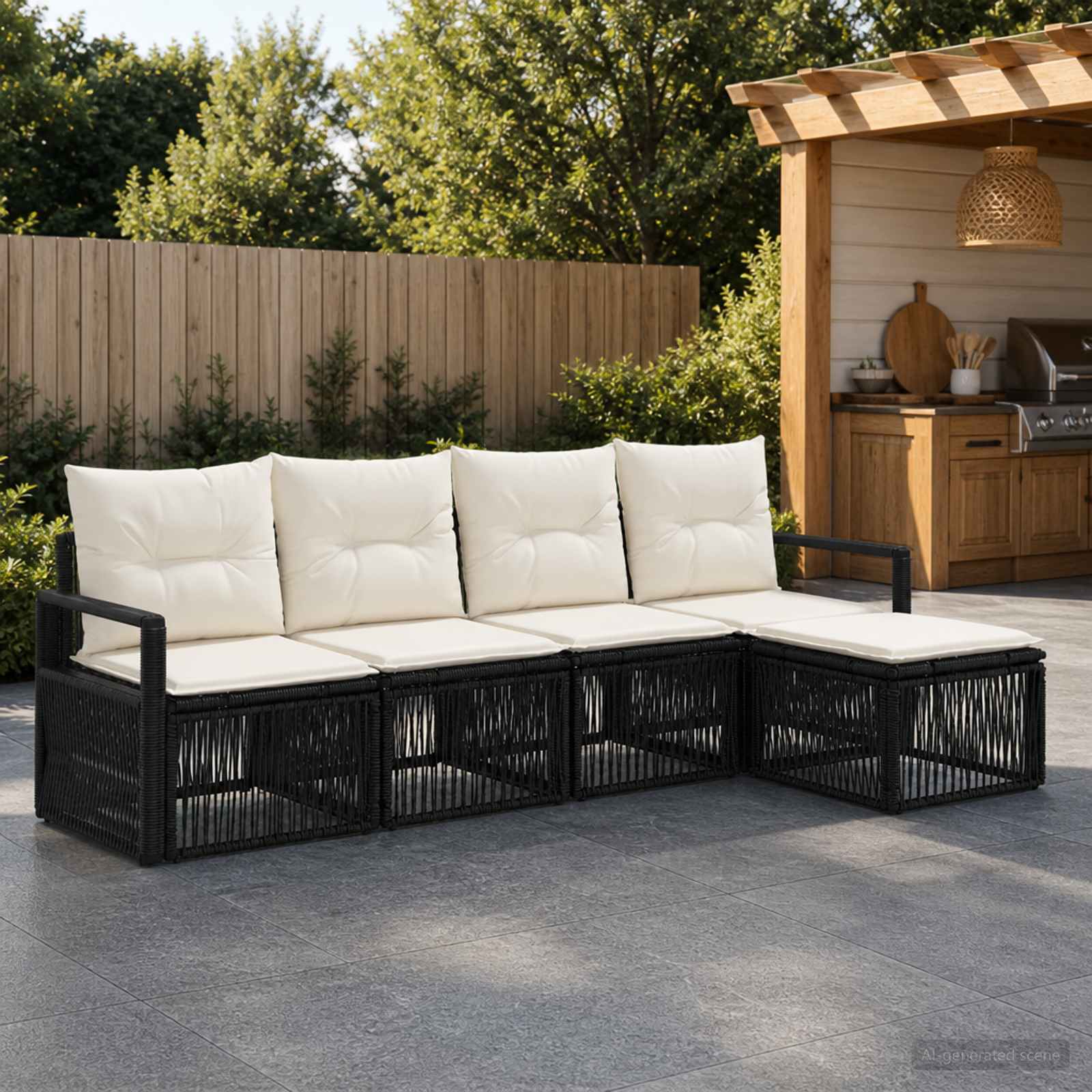 Set Divano da Giardino 4 pcs Nero polyrattan - immagine prodotto