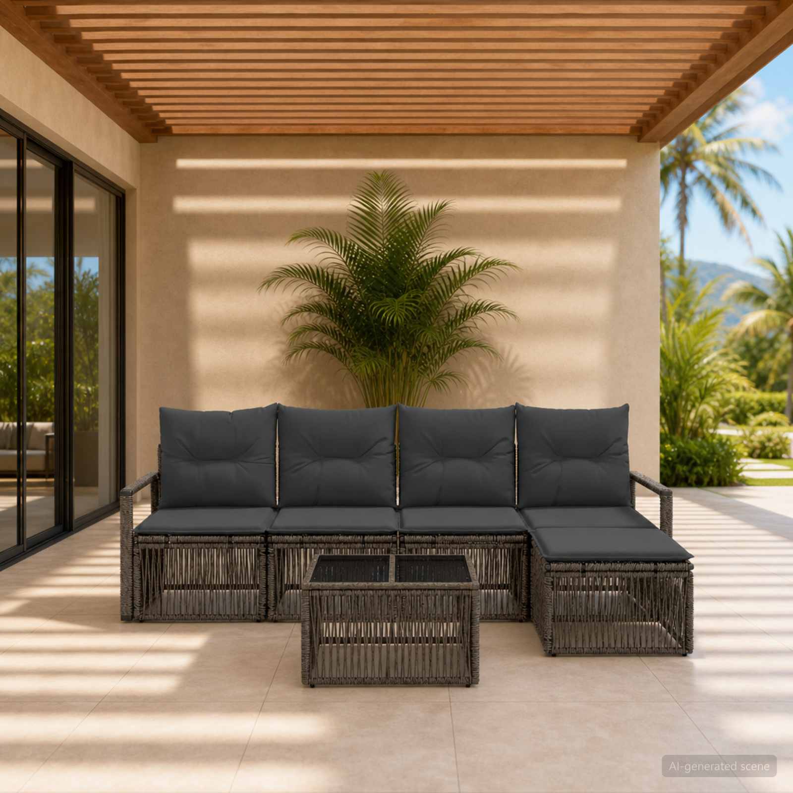 Set Divano da Giardino 6 pcs Grigio polyrattan - immagine prodotto