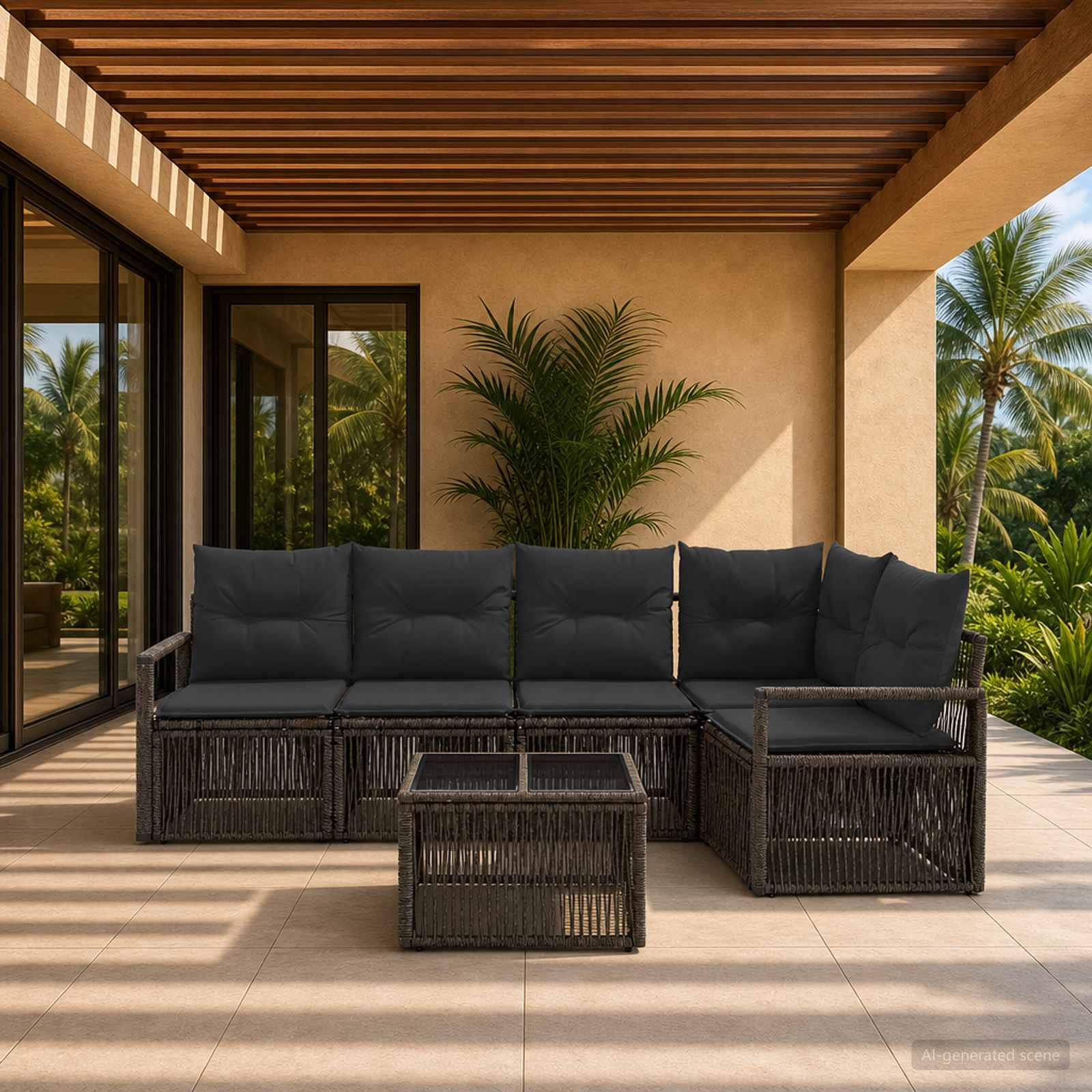 Set Divano da Giardino 6 pcs Grigio polyrattan - immagine prodotto