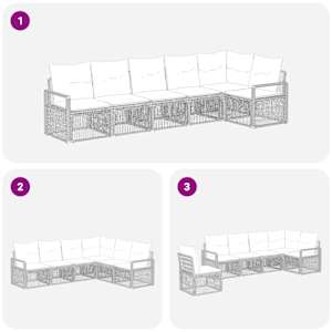 Sada zahradních pohovek 6 pcs Béžová polyratan - obrázek 5
