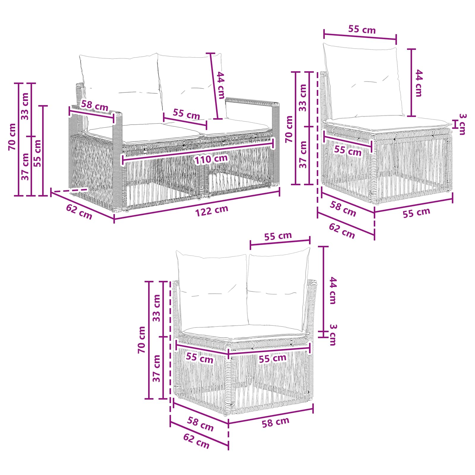 Tuinbankenset 8 pcs Beige poly rattan image 7
