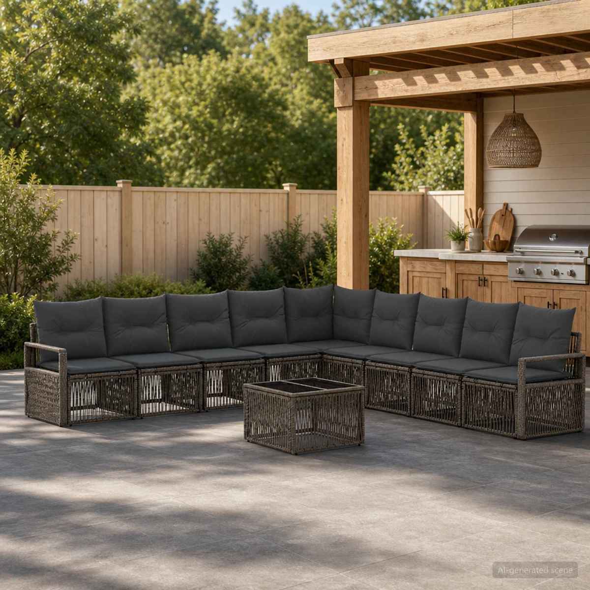 Havesofa Sæt 10 stk. polyrattan