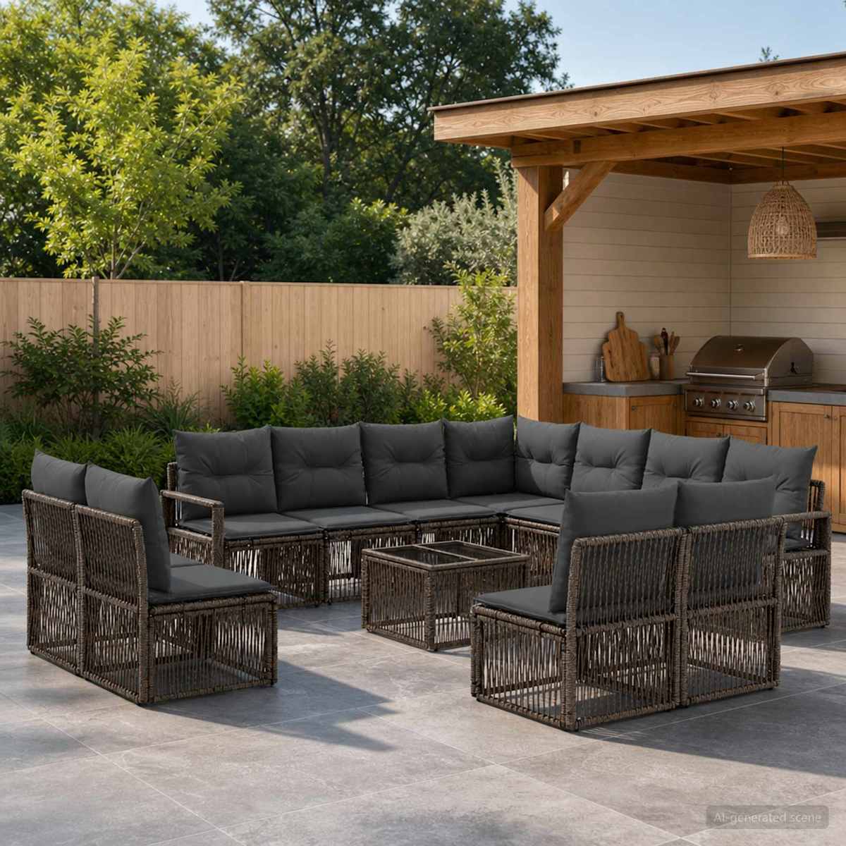Havesofa Sæt 12 stk. polyrattan