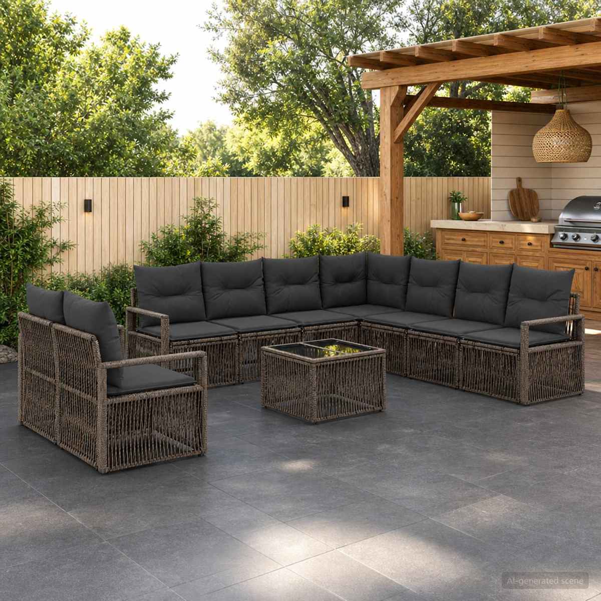 Havesofa Sæt 10 stk. polyrattan