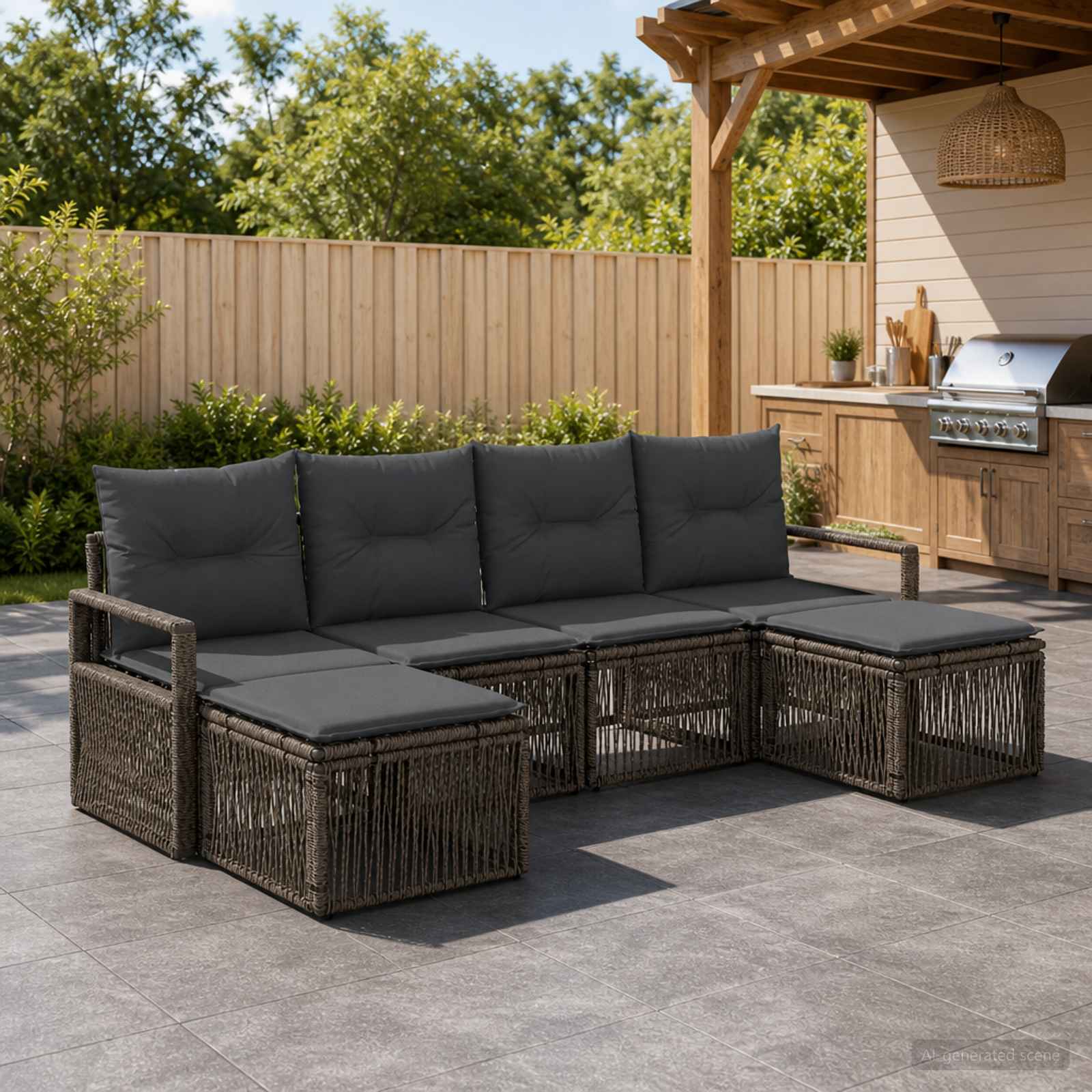 Set Divano da Giardino 6 pcs Grigio polyrattan - immagine prodotto