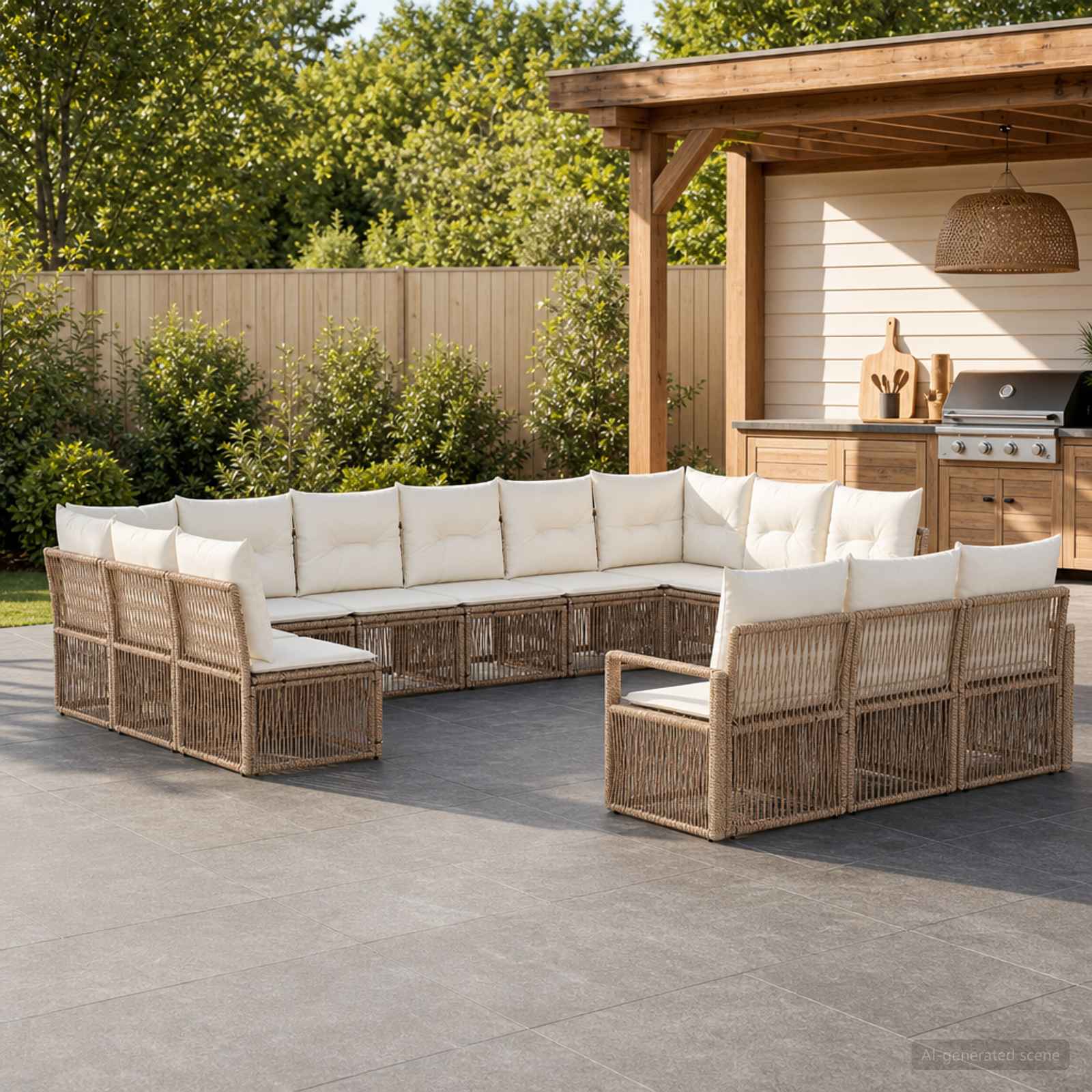 Tuinbankenset 13 pcs Beige poly rattan – afbeelding 1