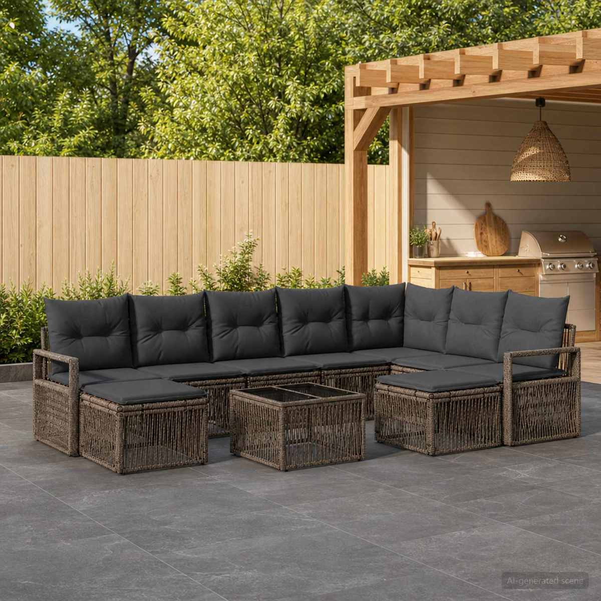 Havesofa Sæt 10 stk. polyrattan