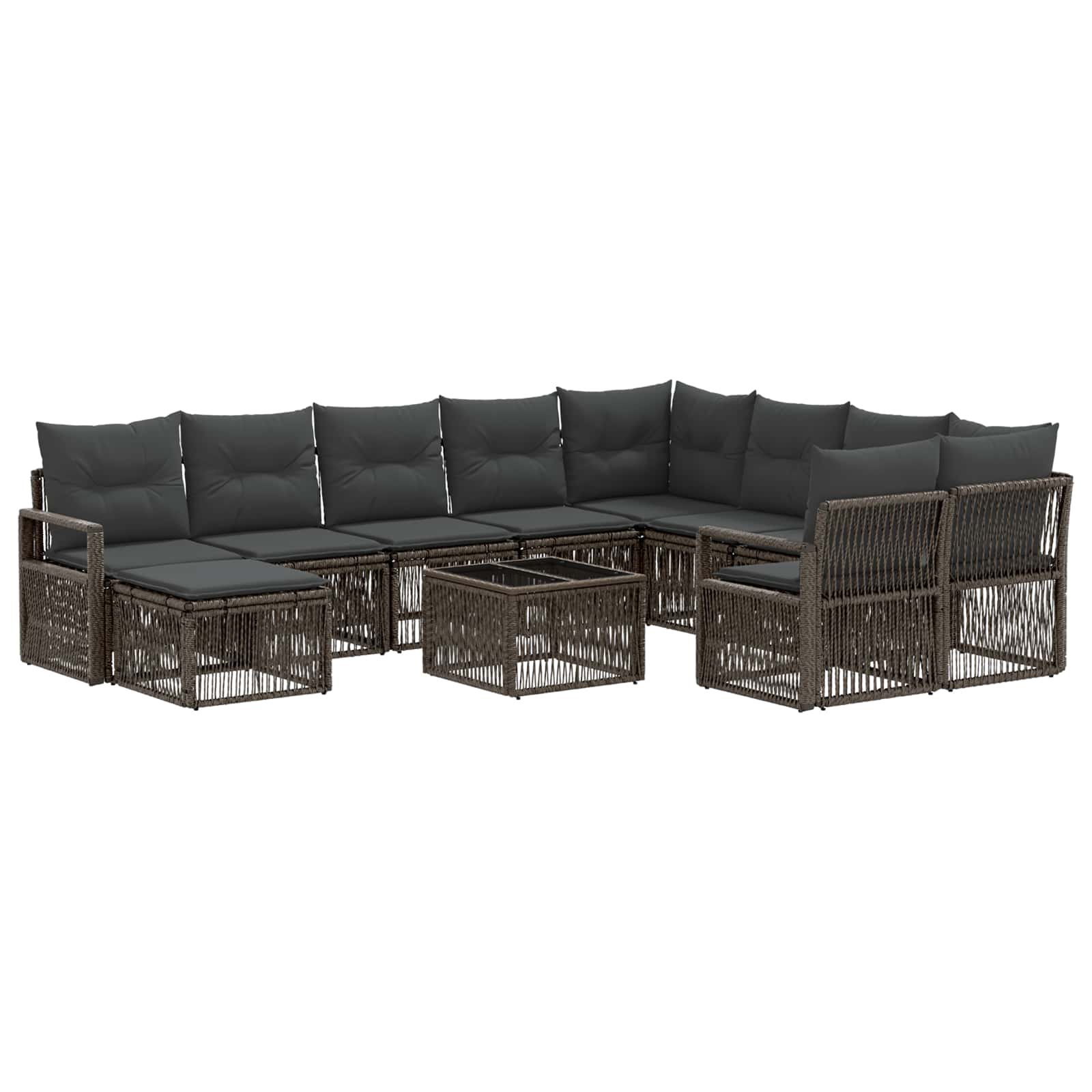 Tuinbankenset 11 st Grijs poly rattan - Afbeelding 2