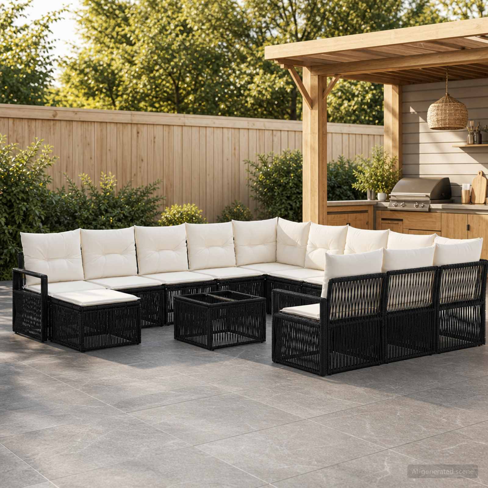 Tuinbankenset 13 pcs Zwart poly rattan