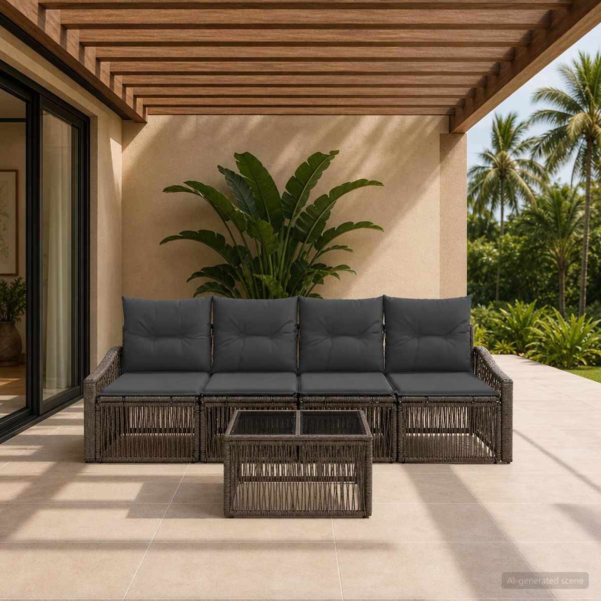 Havesofa Sæt 5 stk. polyrattan