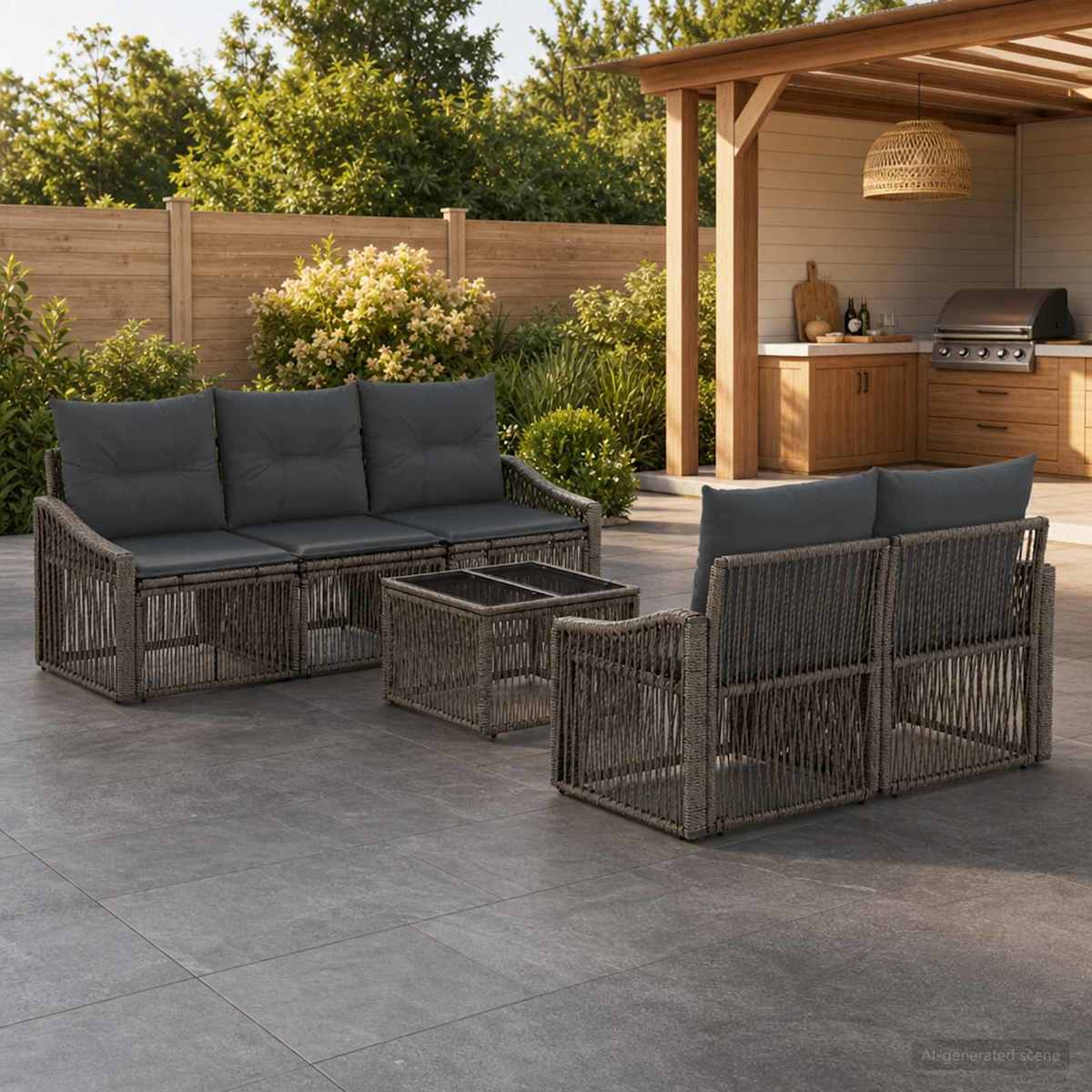 Havesofa Sæt 6 stk. polyrattan