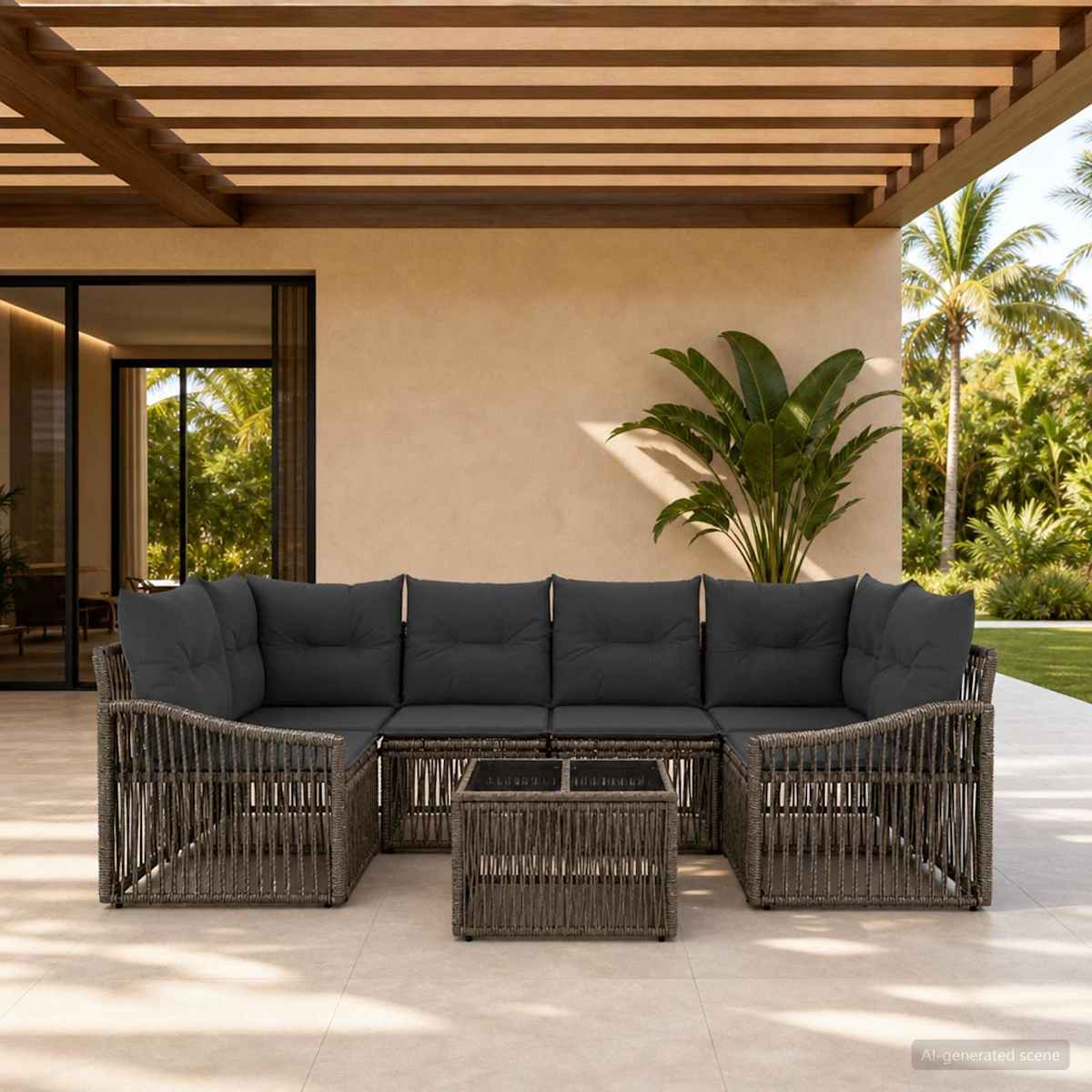 Havesofa Sæt 7 stk. polyrattan