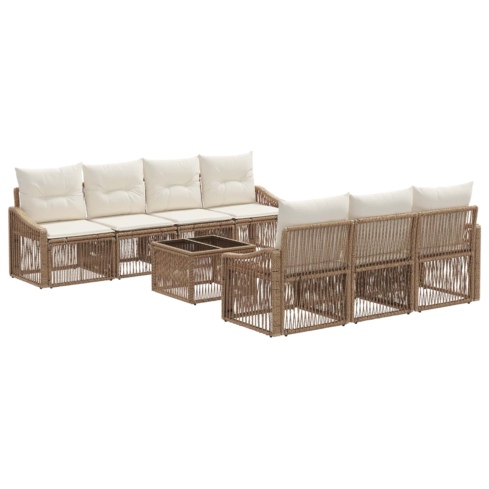 Tuinbankenset 8 st Beige poly rattan - Afbeelding 2
