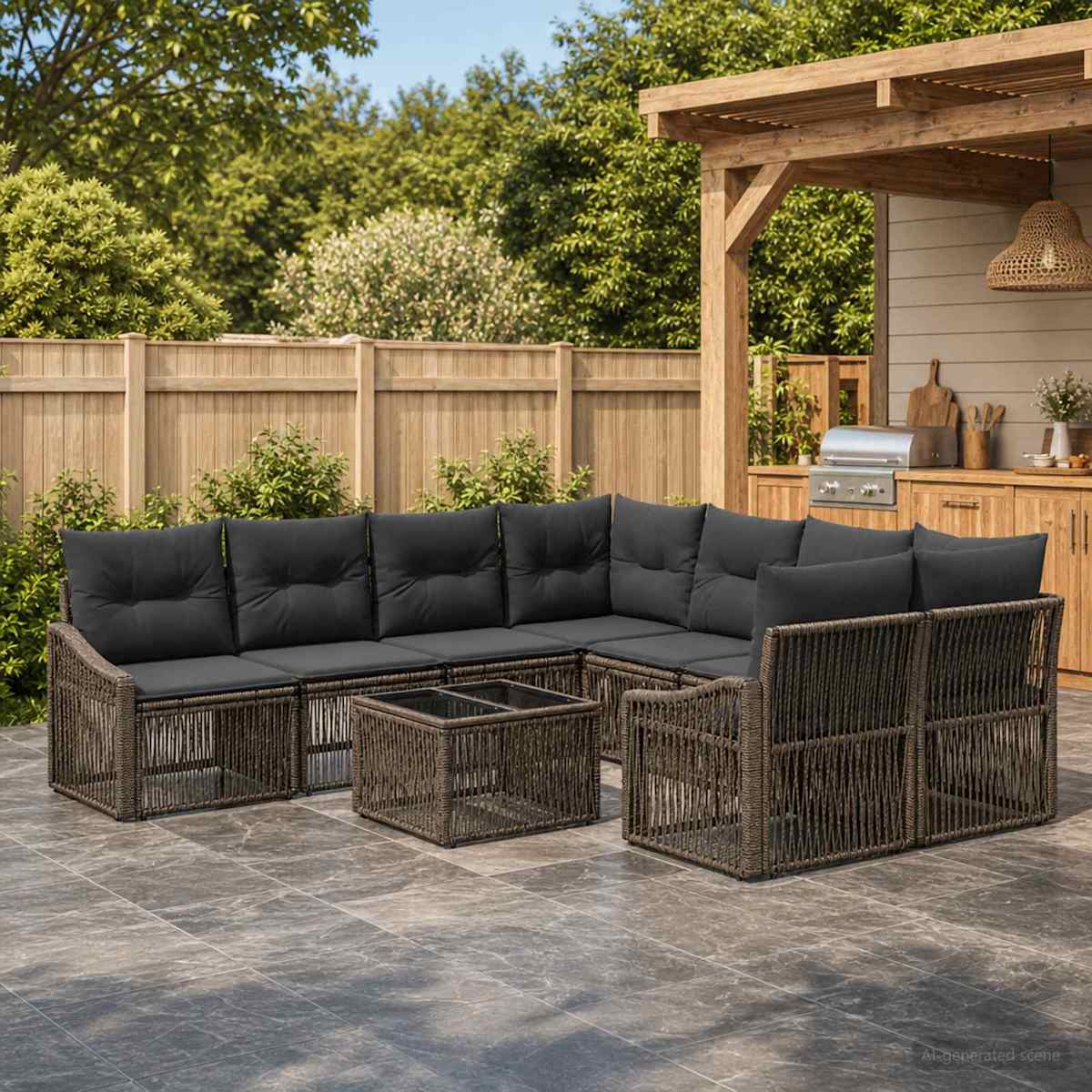 Havesofa Sæt 9 stk. polyrattan