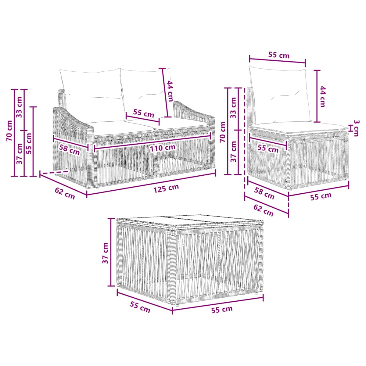 Havesofa Sæt 8 stk. polyrattan - Billede 10