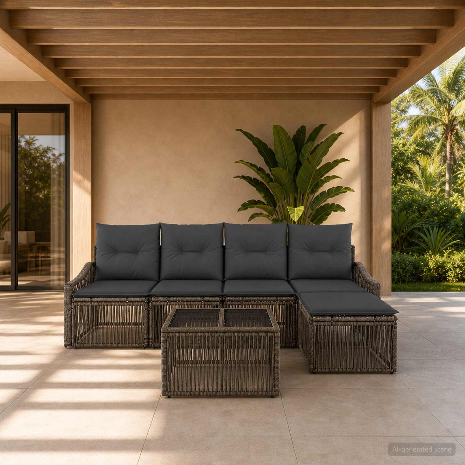 Set Divano da Giardino 6 pcs Grigio polyrattan - immagine prodotto