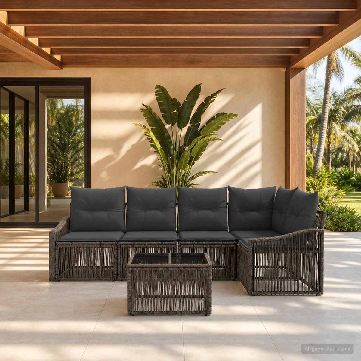 Havesofa Sæt 6 stk. polyrattan