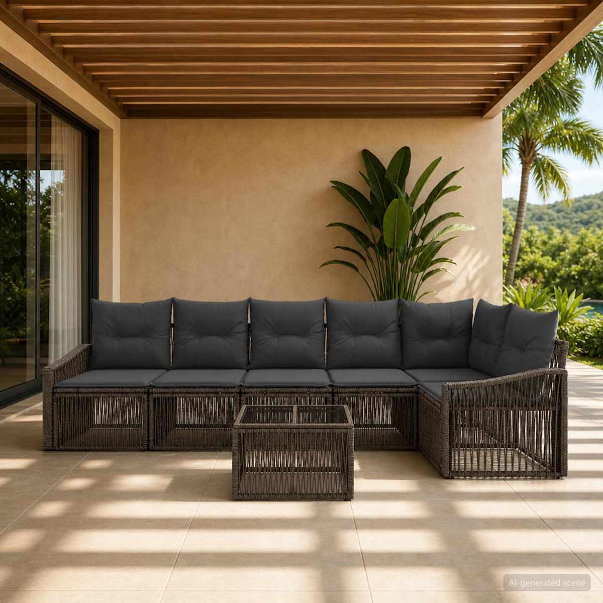 Havesofa Sæt 7 stk. polyrattan