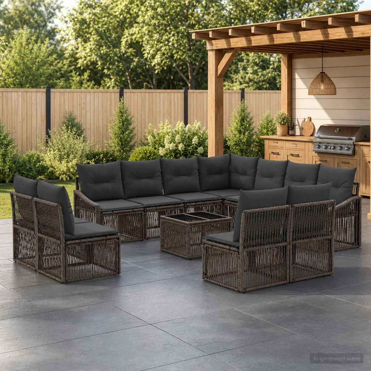 Havesofa Sæt 12 stk. polyrattan