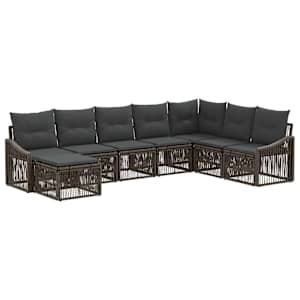 Vrtna sedežna garnitura 8 pcs Siva poli ratan