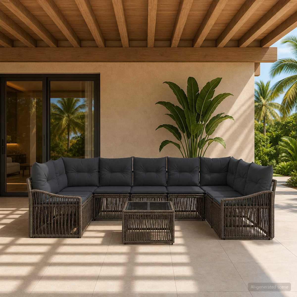 Havesofa Sæt 10 stk. polyrattan
