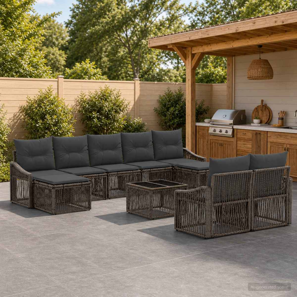 Havesofa Sæt 10 stk. polyrattan