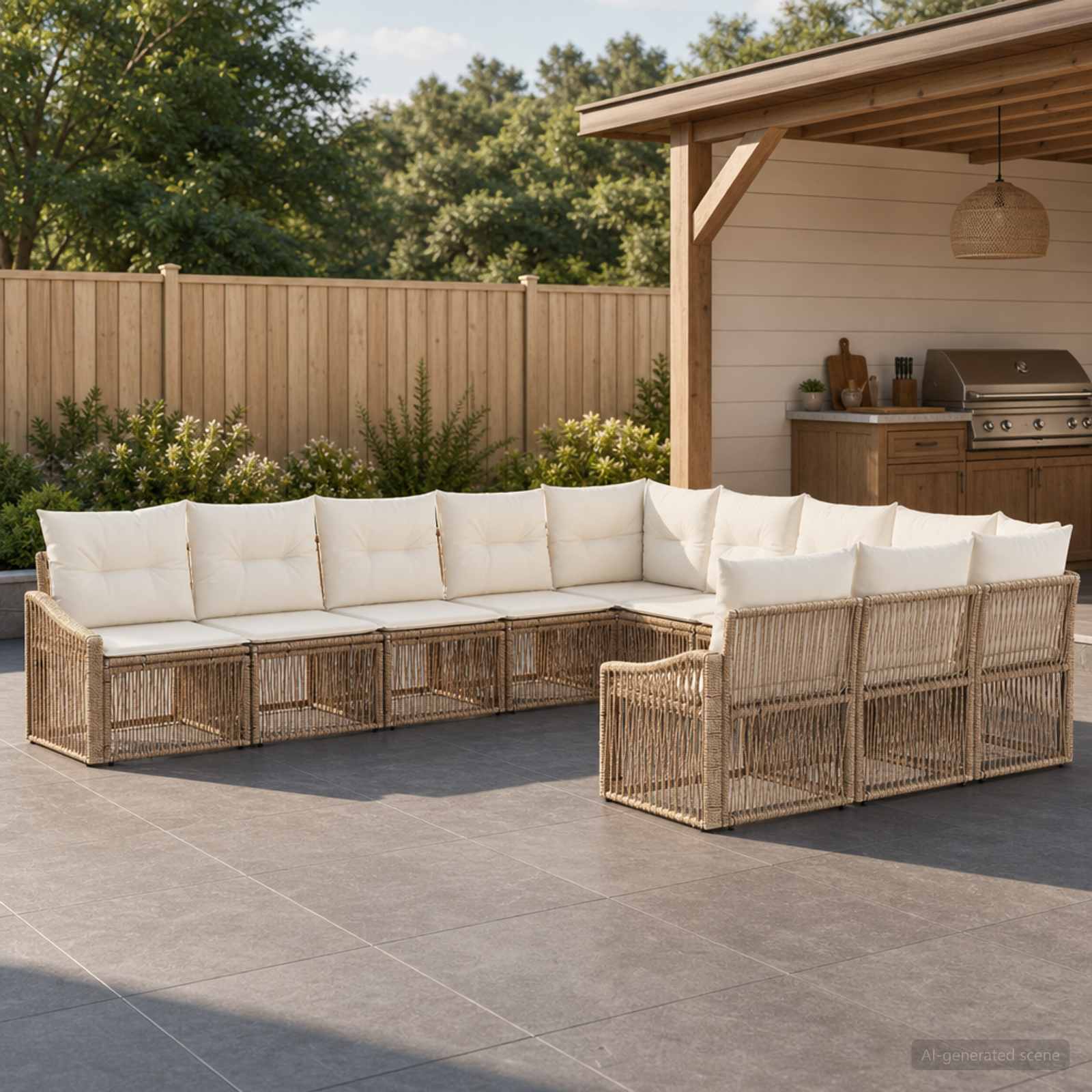 Tuinbankenset 11 pcs Beige poly rattan – afbeelding 1