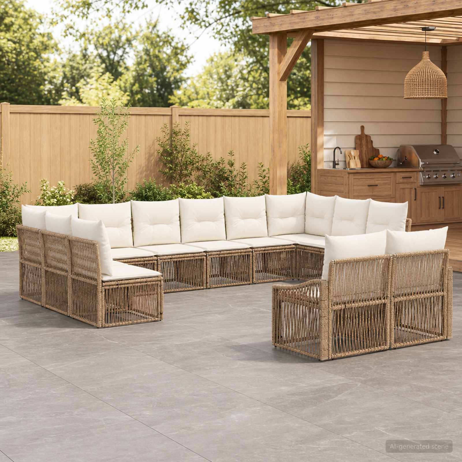 Tuinbankenset 12 pcs Beige poly rattan – afbeelding 1