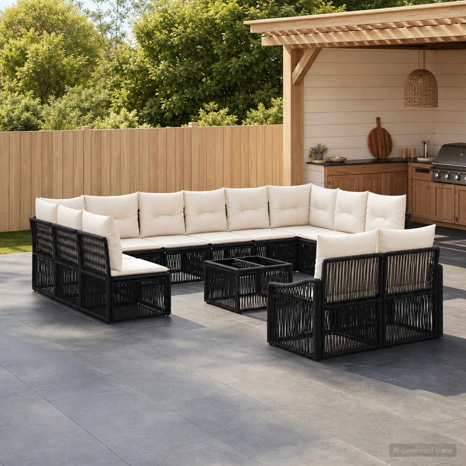 Tuinbankenset 13 pcs Zwart poly rattan