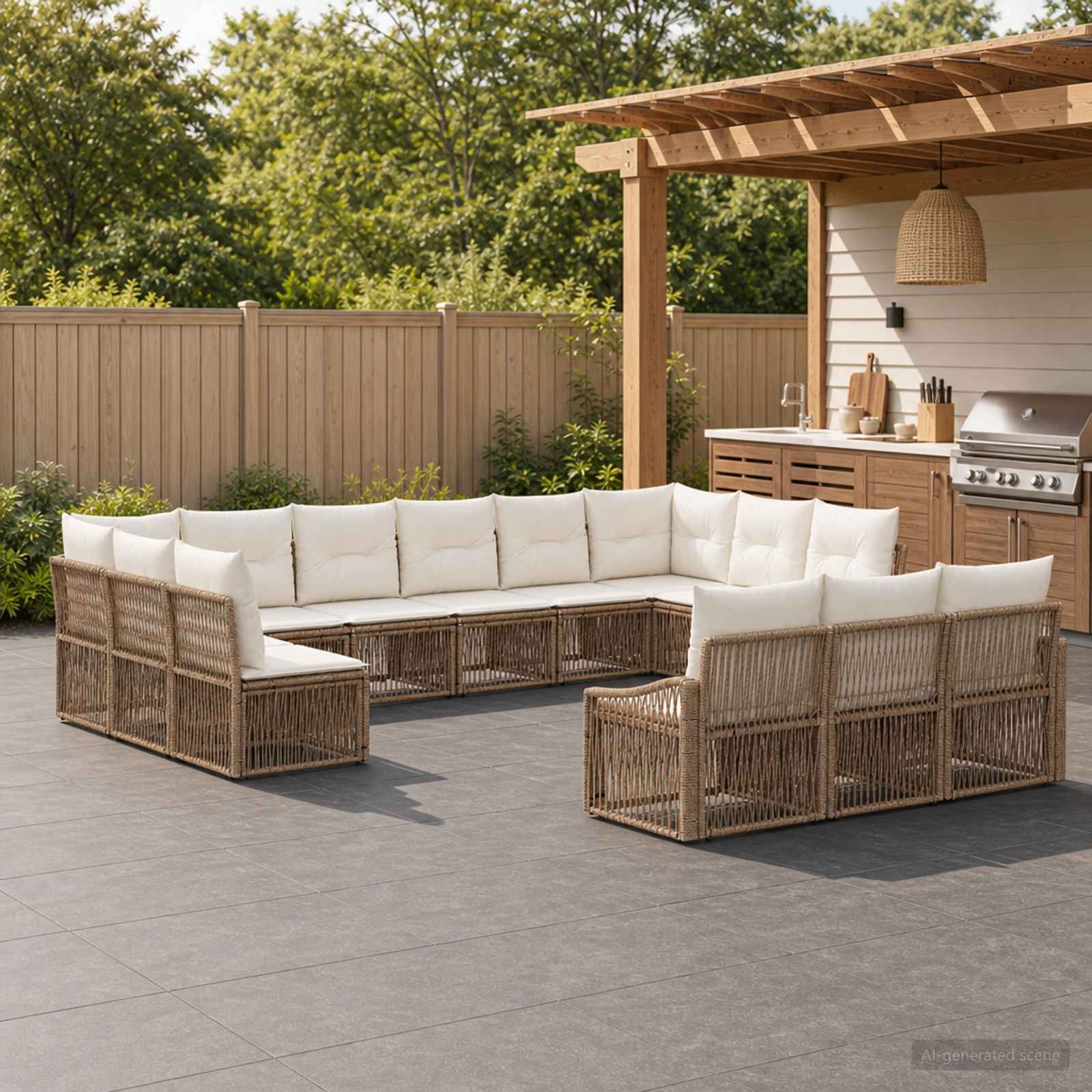 Tuinbankenset 13 pcs Beige poly rattan – afbeelding 1