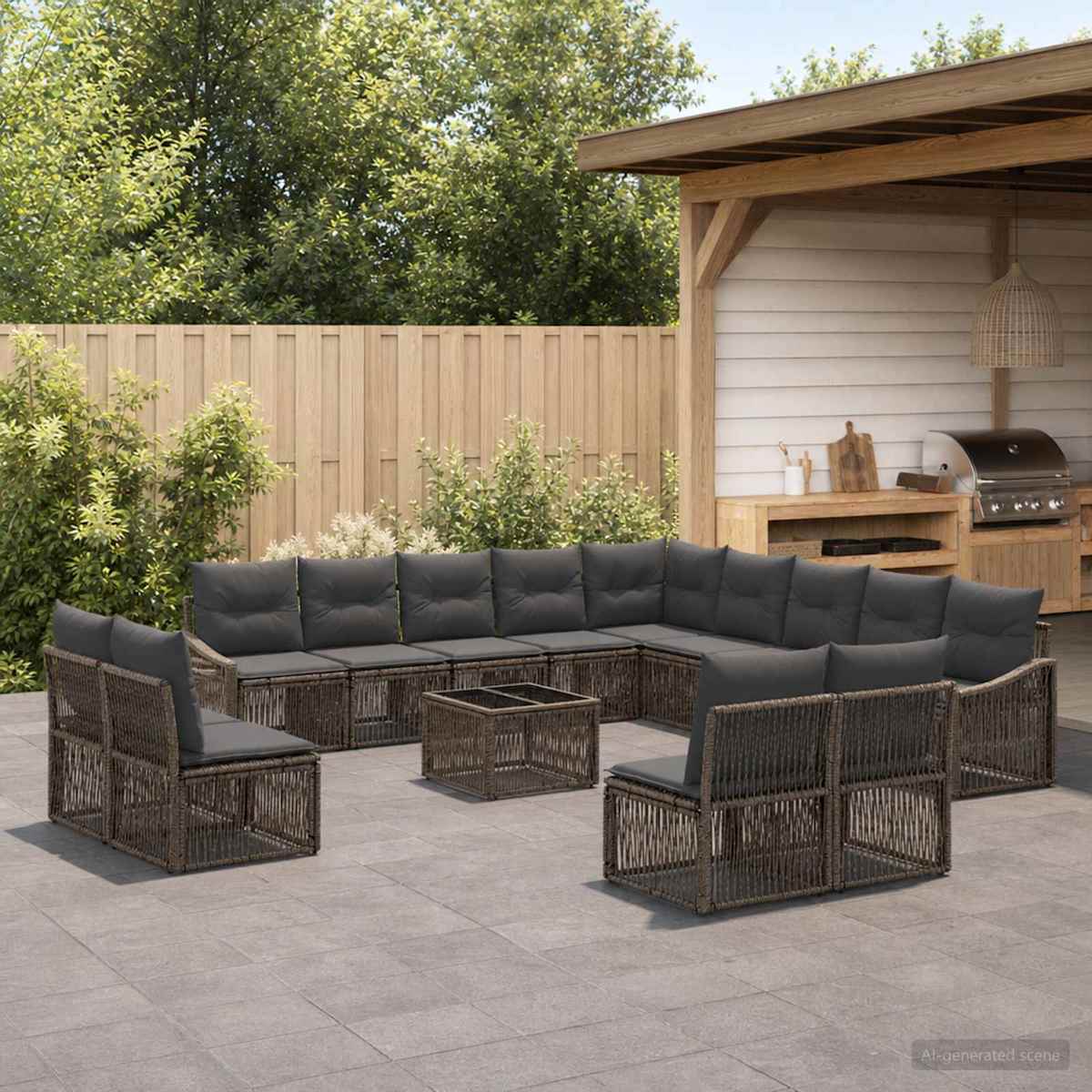 Havesofa Sæt 14 stk. polyrattan