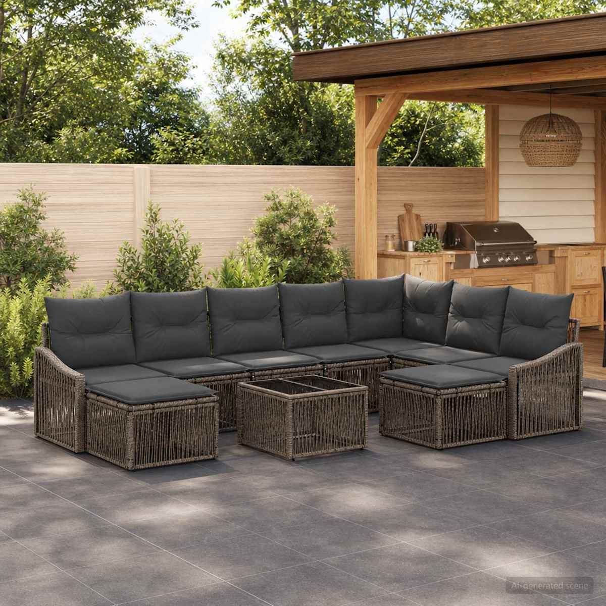 Havesofa Sæt 10 stk. polyrattan