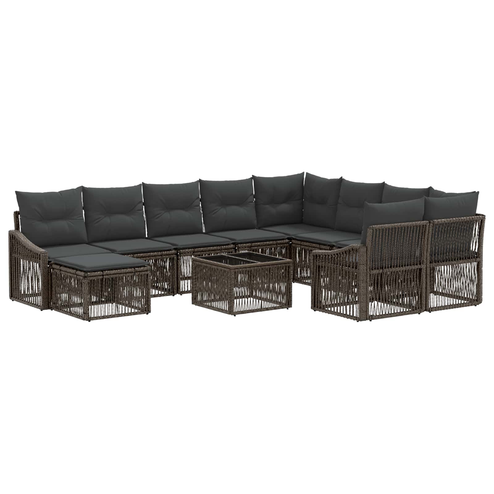 Tuinbankenset 11 st Grijs poly rattan - Afbeelding 2