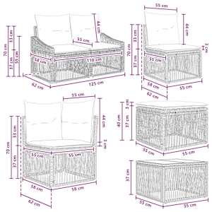 Sada zahradních pohovek 12 pcs Šedá polyratan - obrázek 9