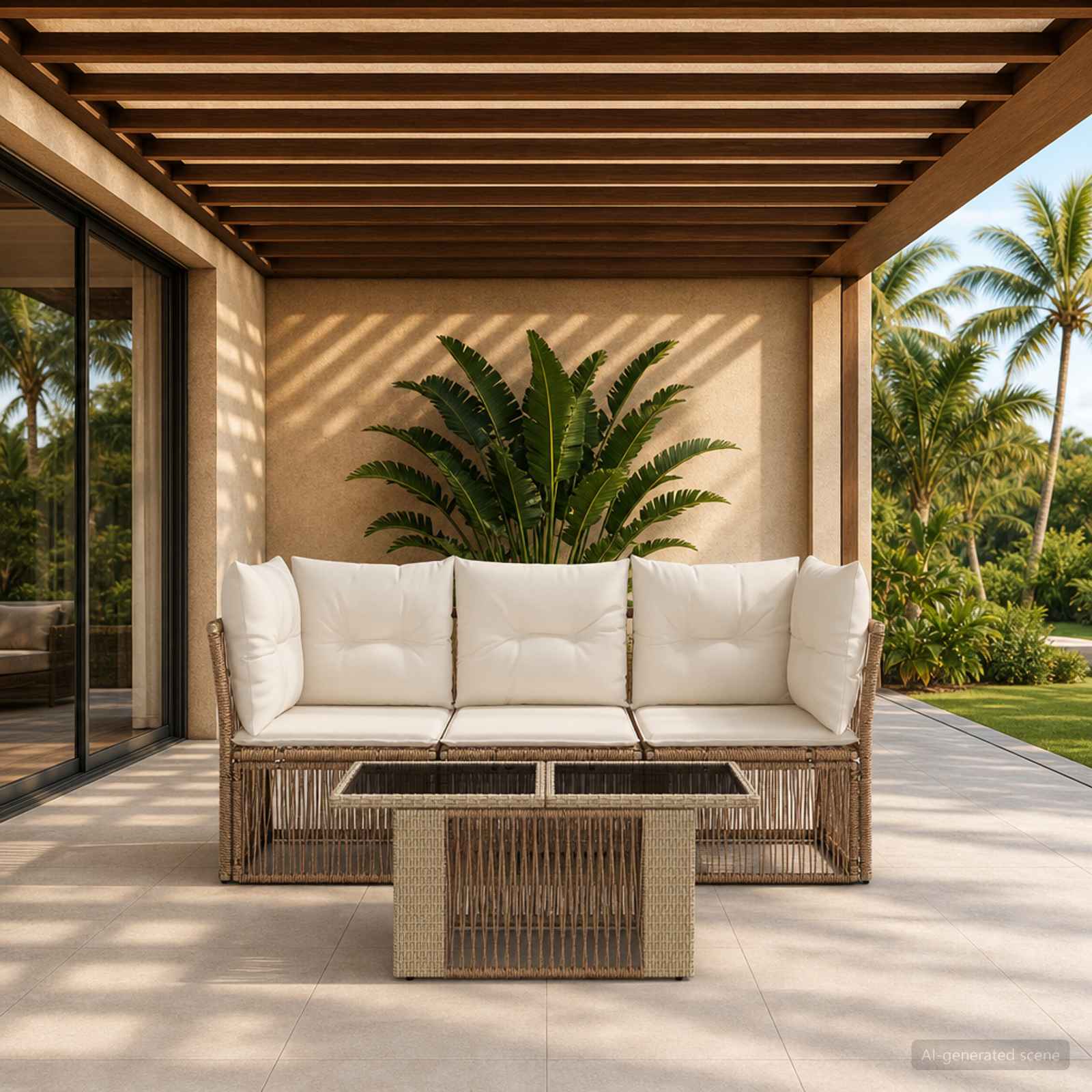 Aia Diivanikomplekt 4 tk Beež polürotang
